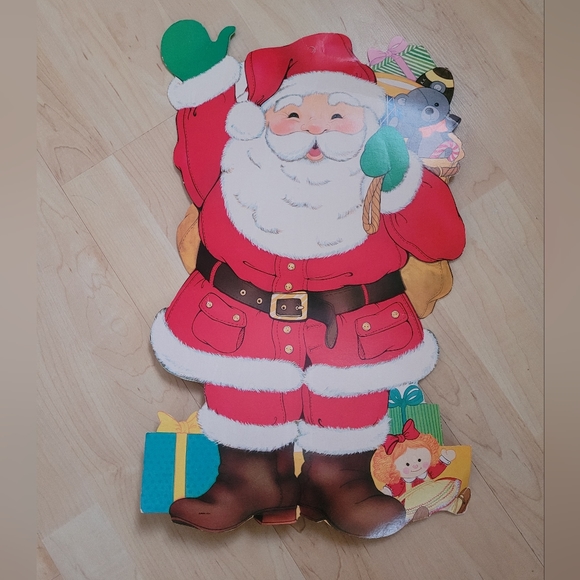 Vintage 1990s Eureka Christmas Santa Claus die-cut cardstock decoration - Picture 1 of 6